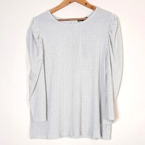 NEW Adrianna Papell Blouse Polka Dot Puff Sleeve Shirt Size Large